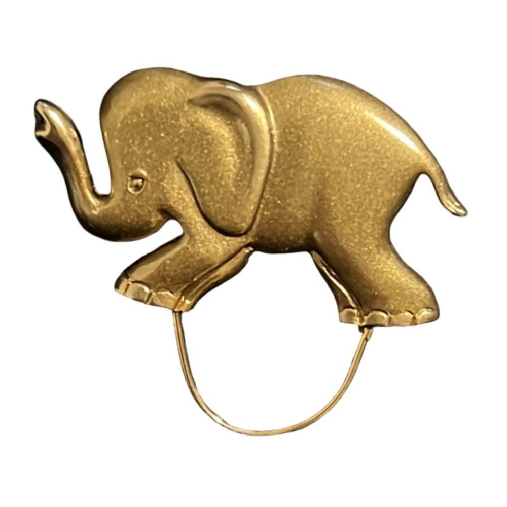 Vintage Gold Elephant Charm Brooch